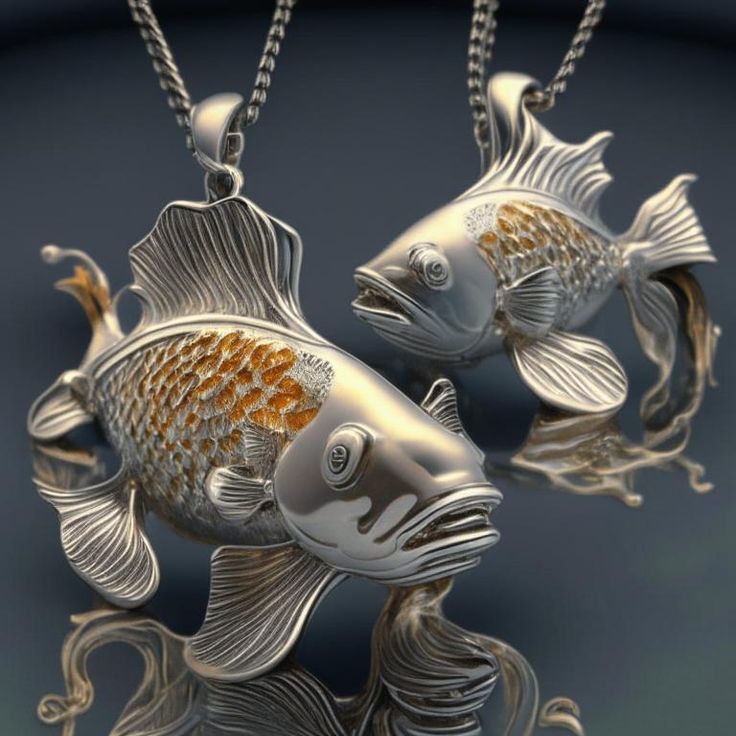 AI-designed goldfish pendant, fantasy marine-inspired jewelry