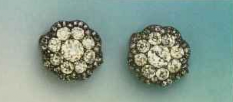 Vintage diamond cluster earrings in a floral shape, inspired by classic 18th-century jewelry design